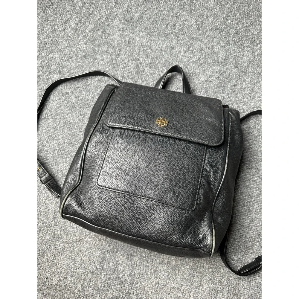 Womens Leather Tory Burch Black Backpack Shoulder‎ Bag, Size One Size